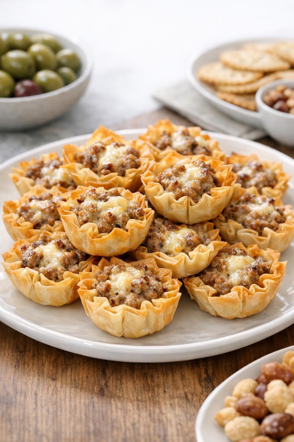 Plated crispy phyllo cups ready to serve