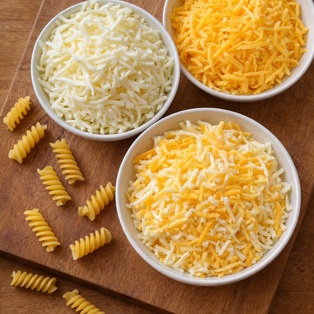Different cheese options for baked rotini