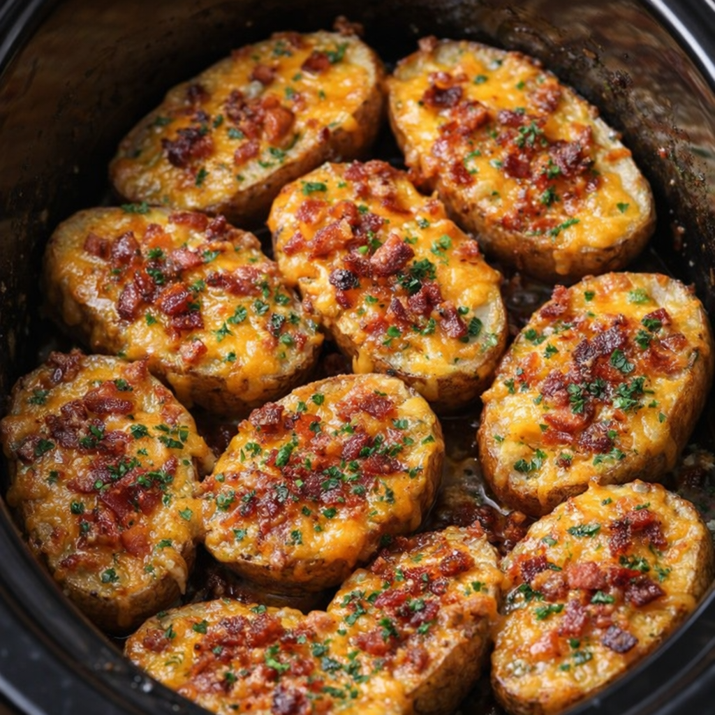 Cream mixture being poured over potatoes