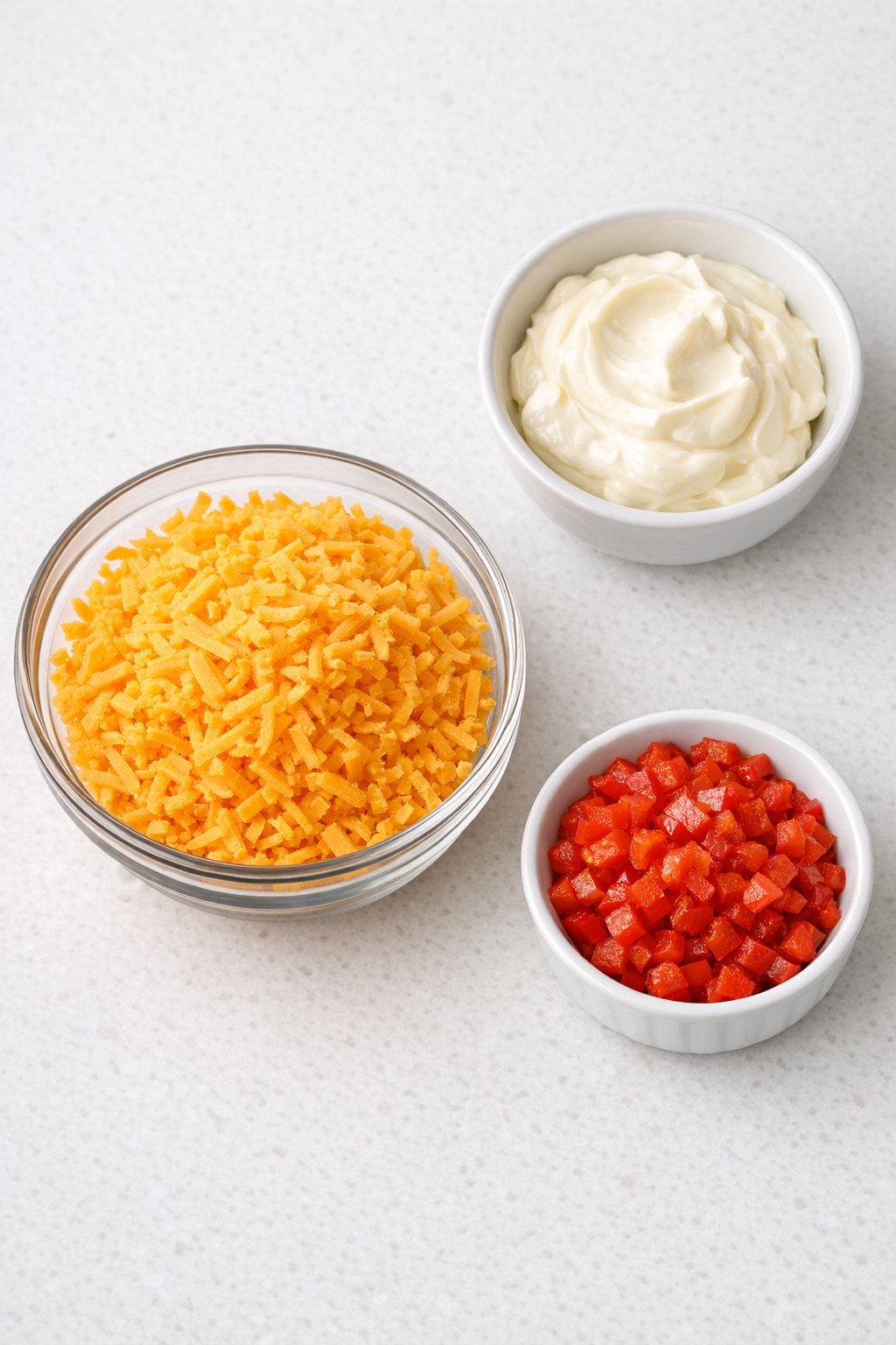 Main ingredients for pimento cheese