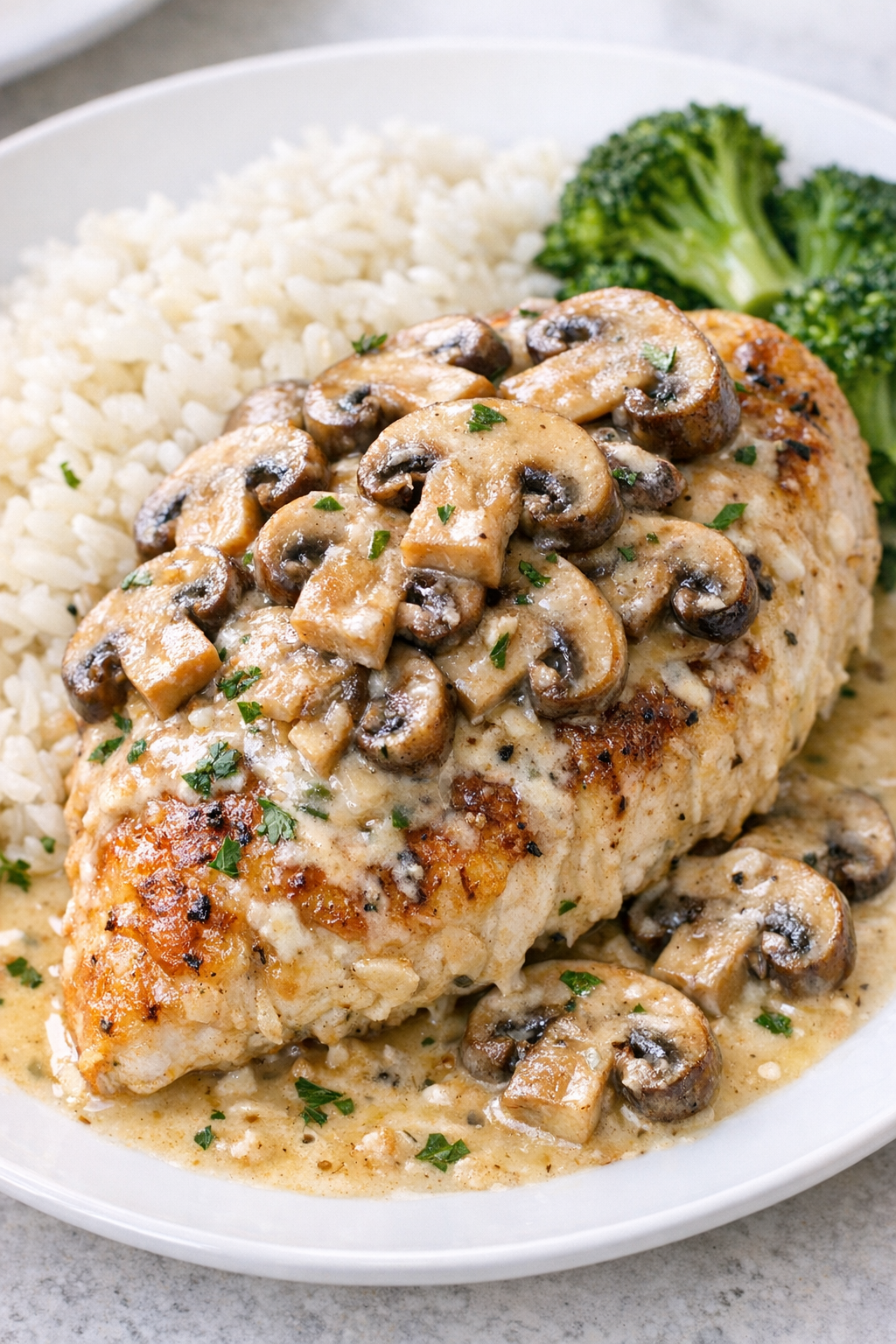 Slow cooker chicken with added mushrooms