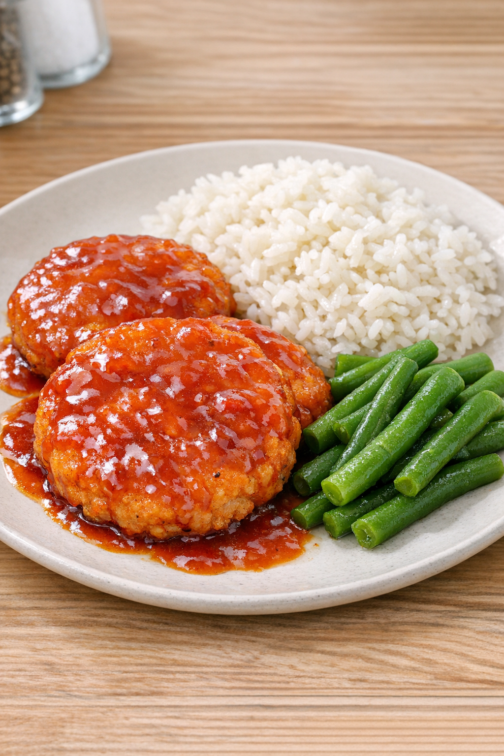 Finished glazed chicken patties on a baking sheet