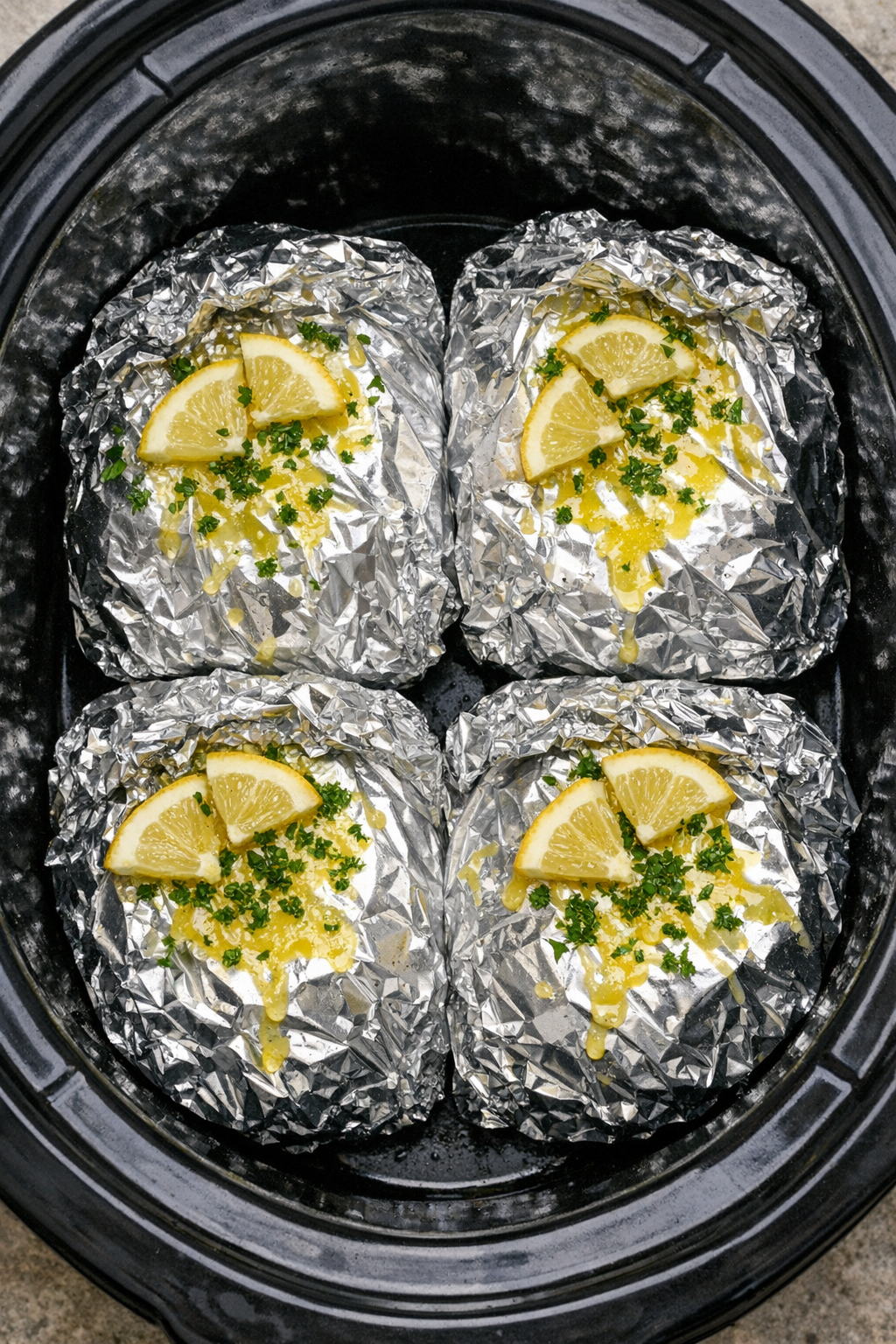 Creamy salmon pasta packets in slow cooker