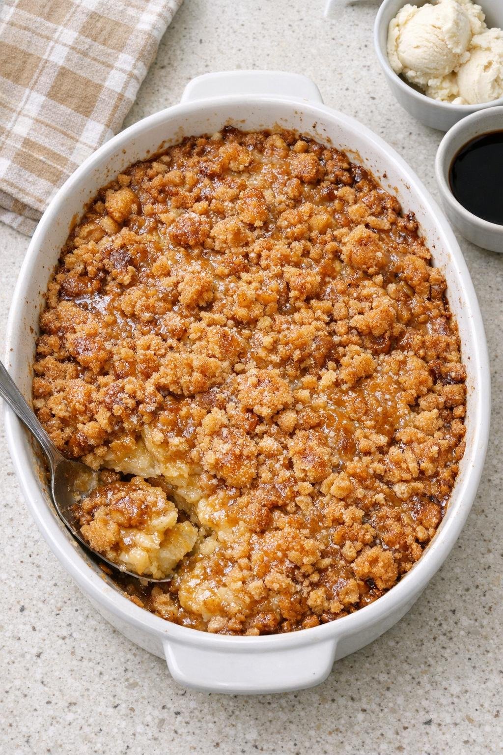 Finished baked hash brown dessert casserole
