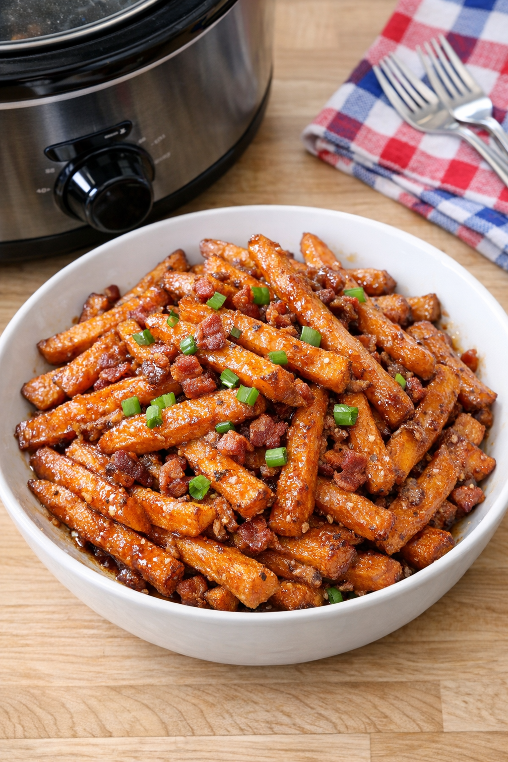Finished sweet potato side dish on a serving plate