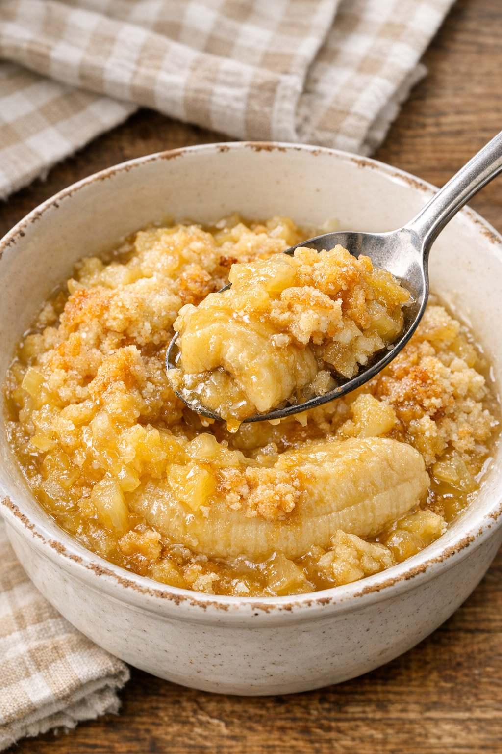 Finished banana pineapple slow cooker dessert