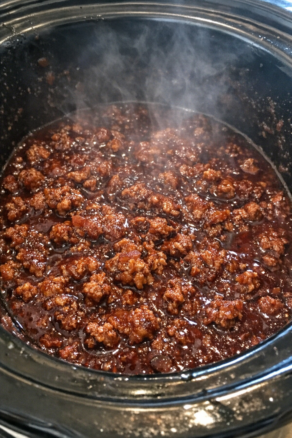 Slow cooker crumble in rich burgundy sauce