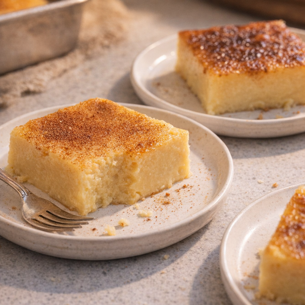 Custard slices with cinnamon and brown sugar topping