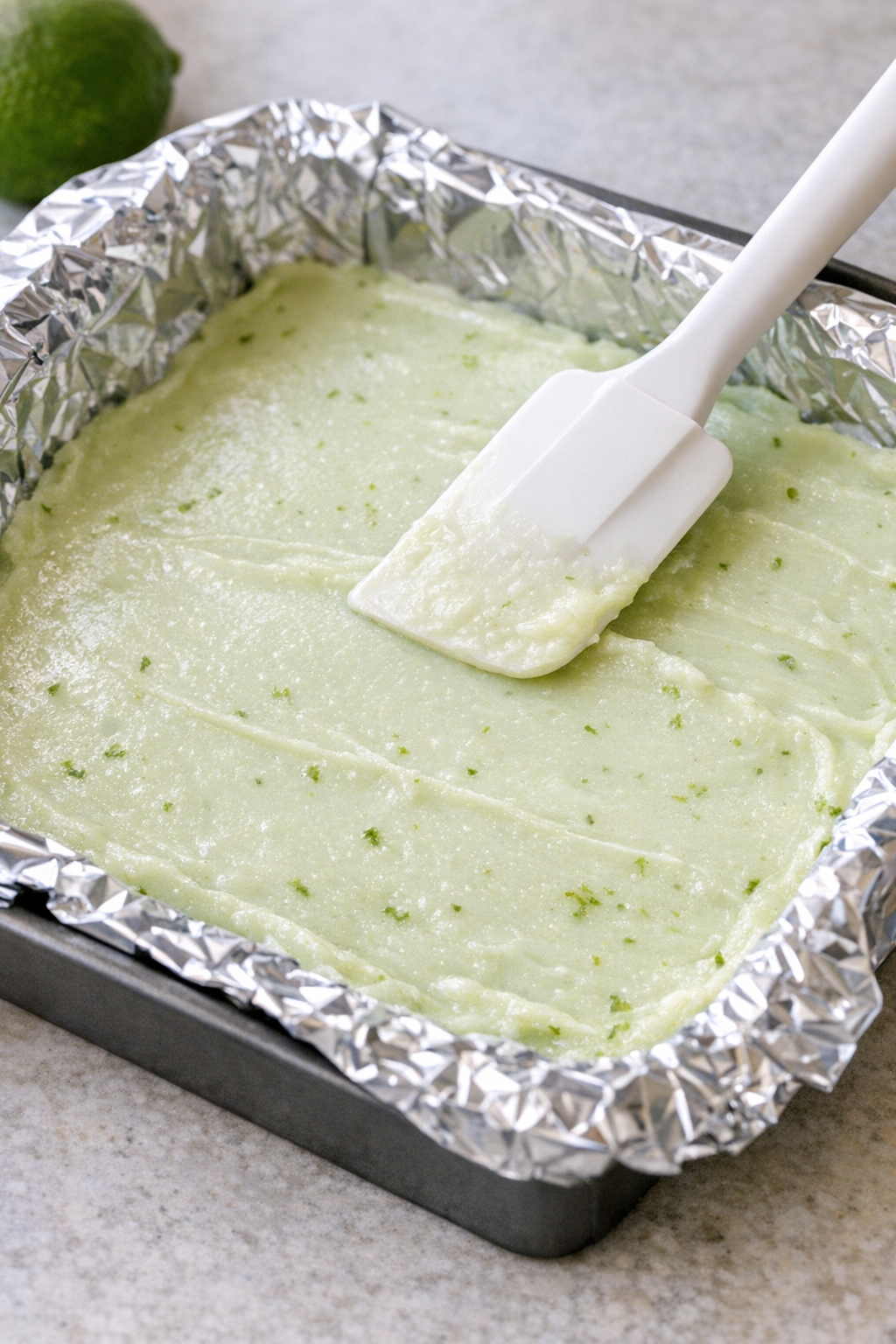 Fudge mixture smoothed into a lined pan
