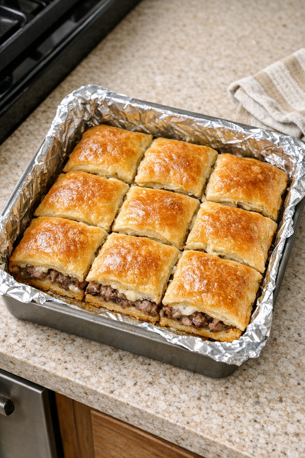 Foil-lined pan ready for baking