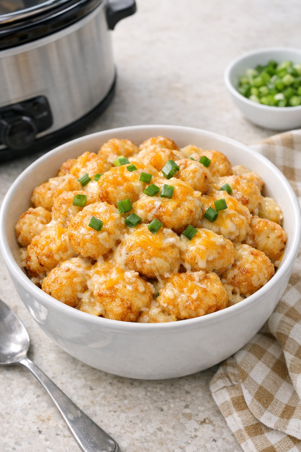 Finished cheesy slow cooker potato crowns