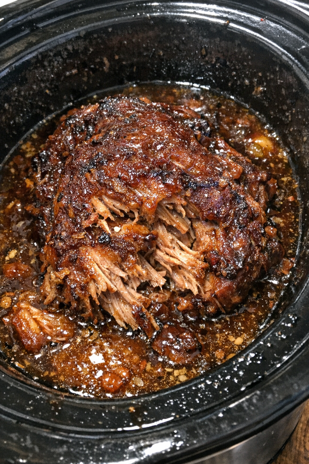 Slow cooker glazed roasted protein in rustic glaze