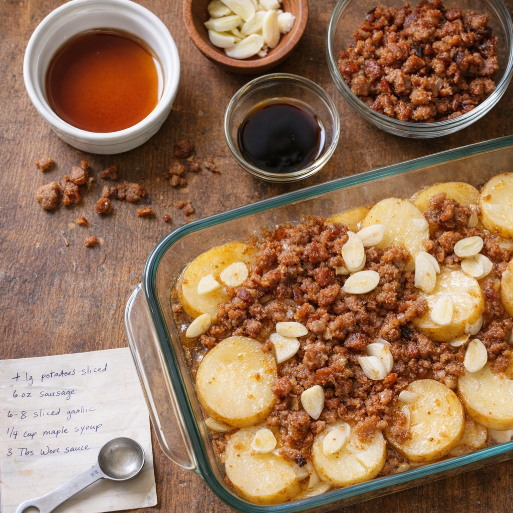 Variation ingredients beside the potato bake