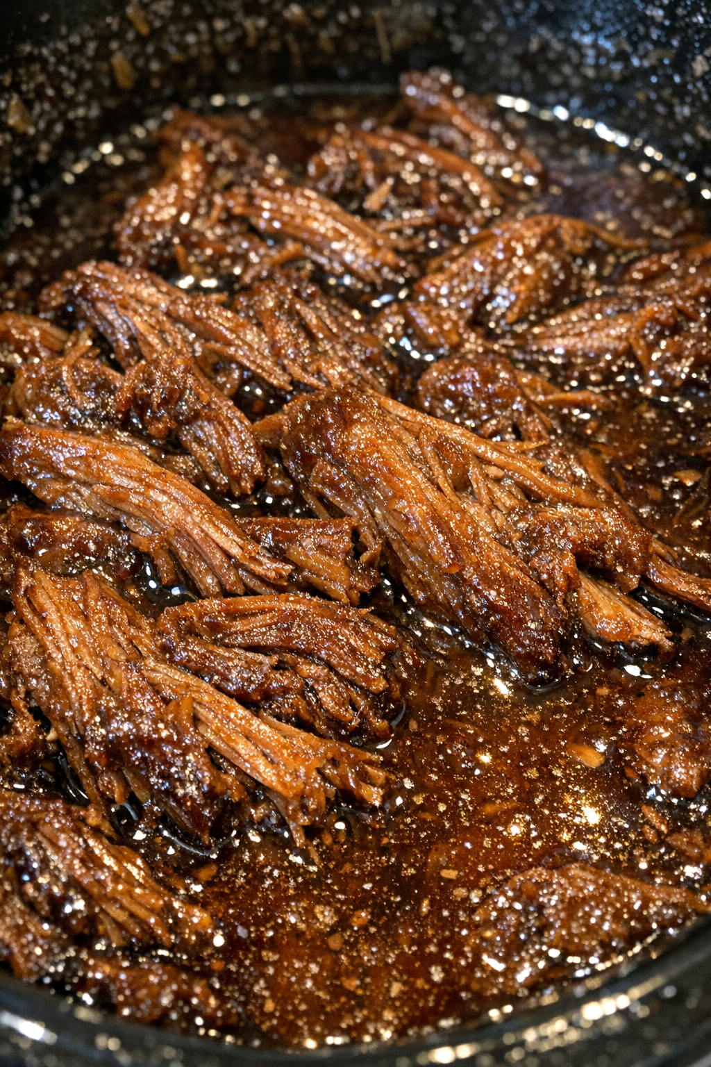 Juicy fibrous protein strips in slow cooker