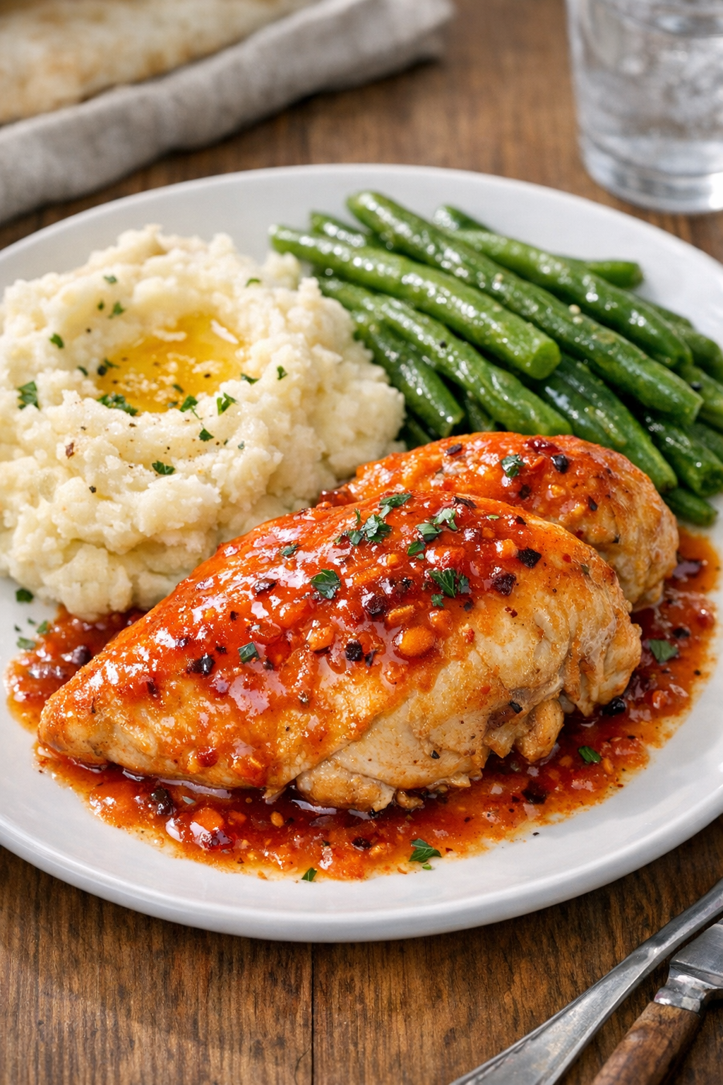 Finished plated slow cooker chicken supper