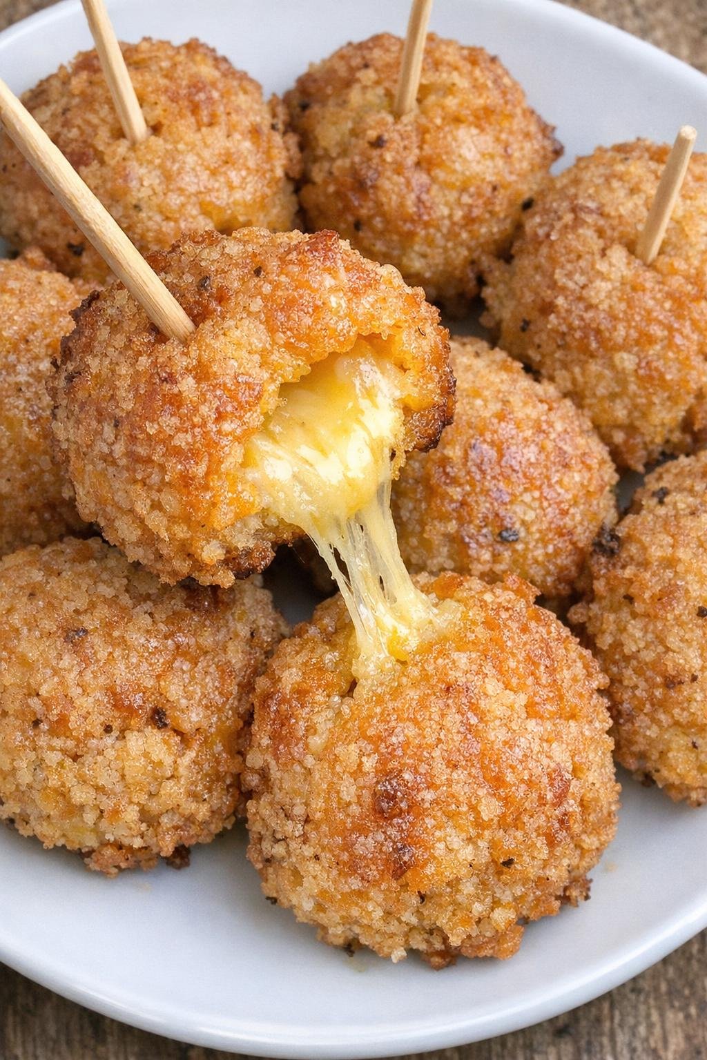 Cheddar hargrove balls on a white plate