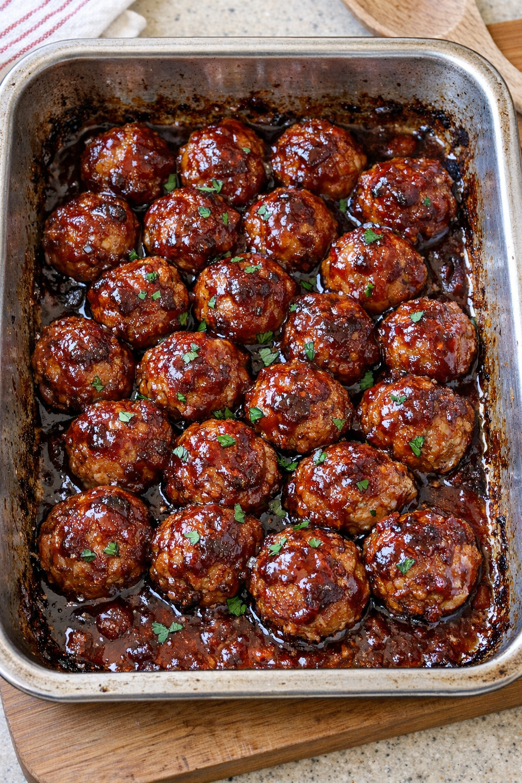 Finished retro cookout chicken meatballs in sauce