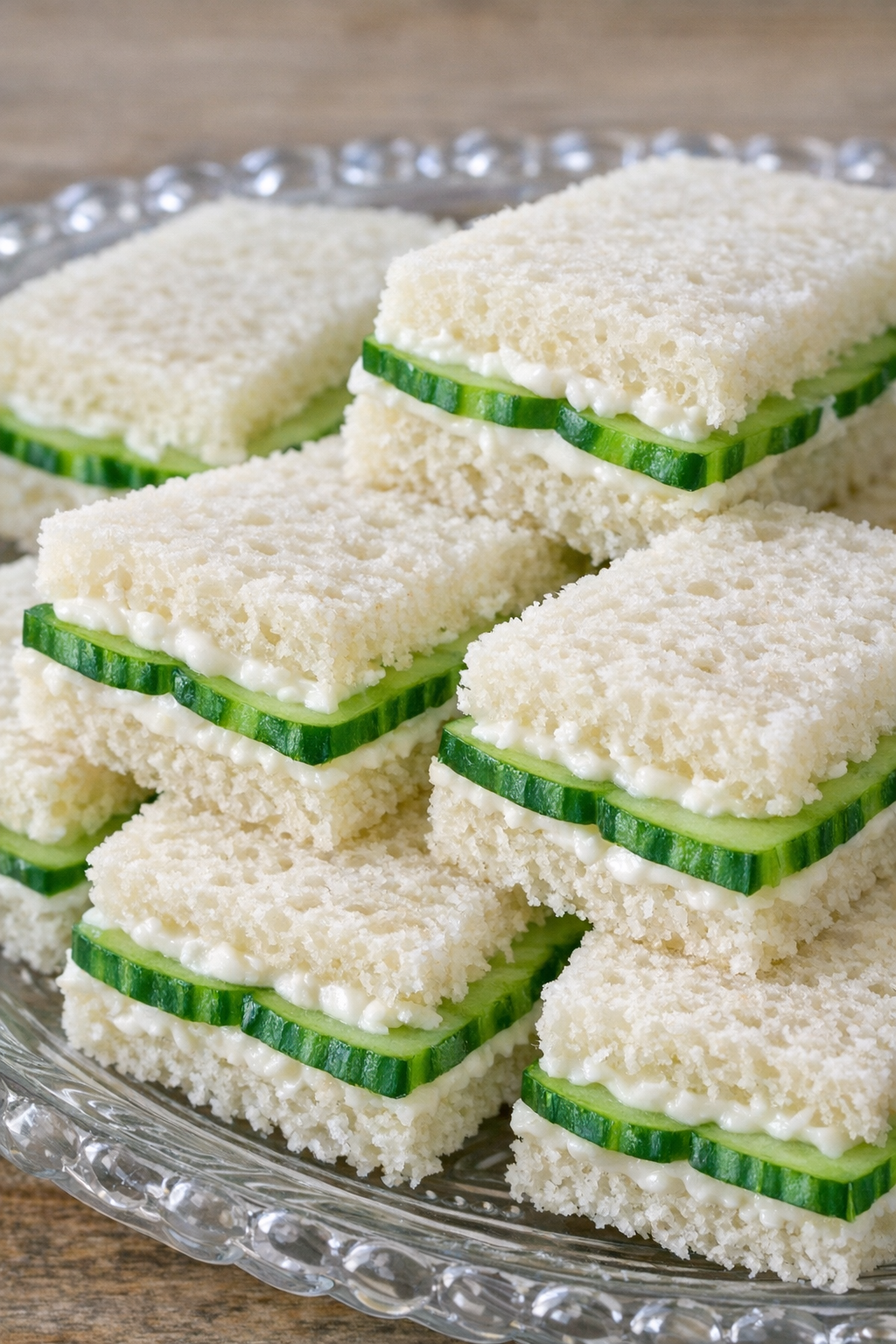 Finished cucumber finger sandwiches