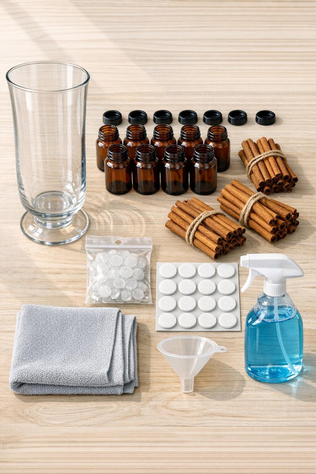 Materials for the apothecary jar laid out together