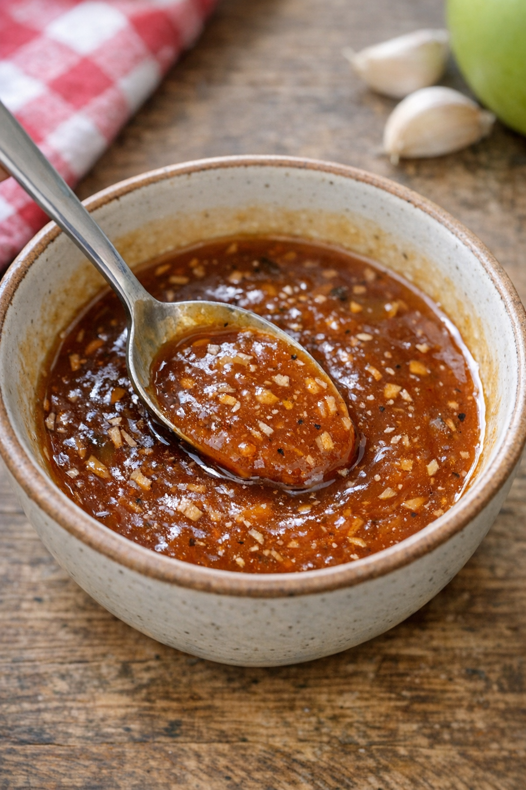 Amber sauce being mixed in a bowl