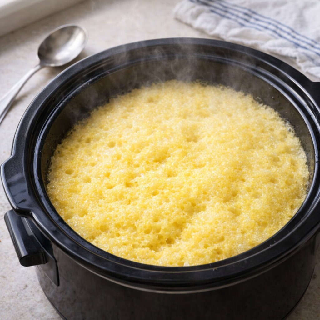 Warm lemon cake in a slow cooker