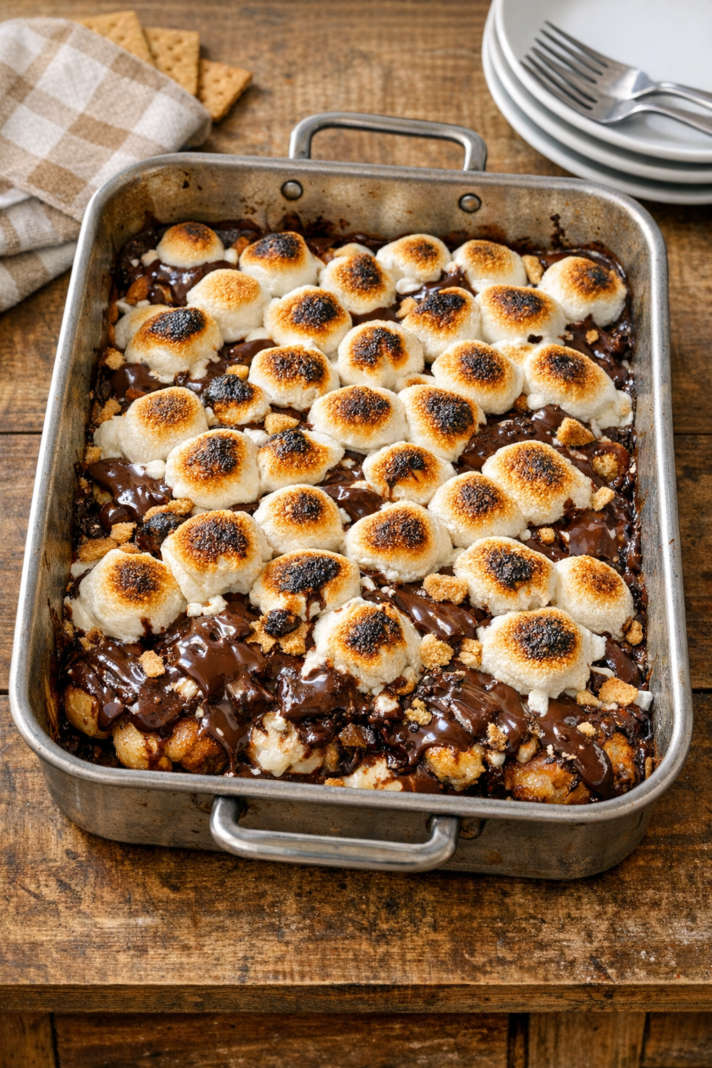 Finished baked eclair s'mores dessert