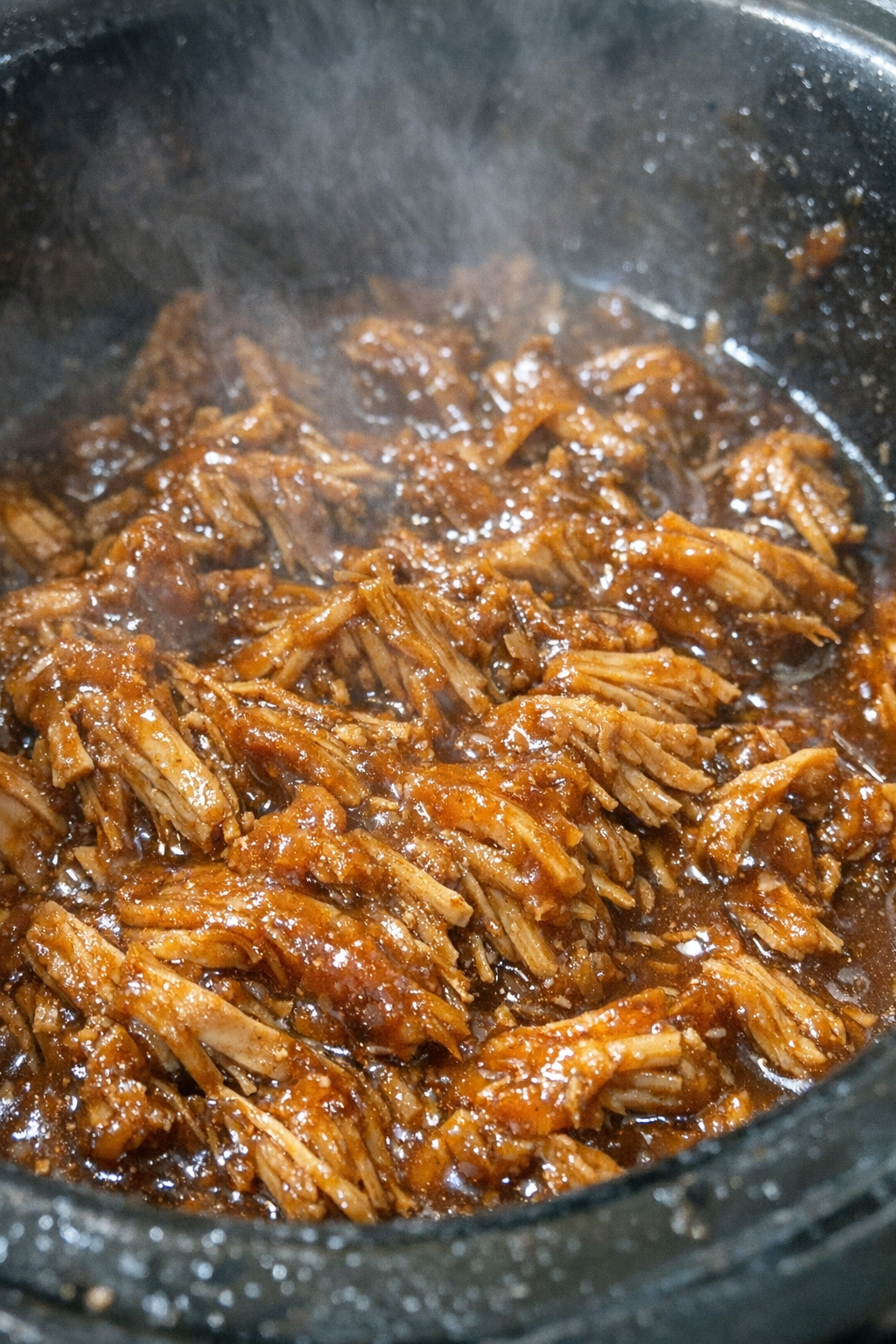 Slow cooker glazed shredded supper