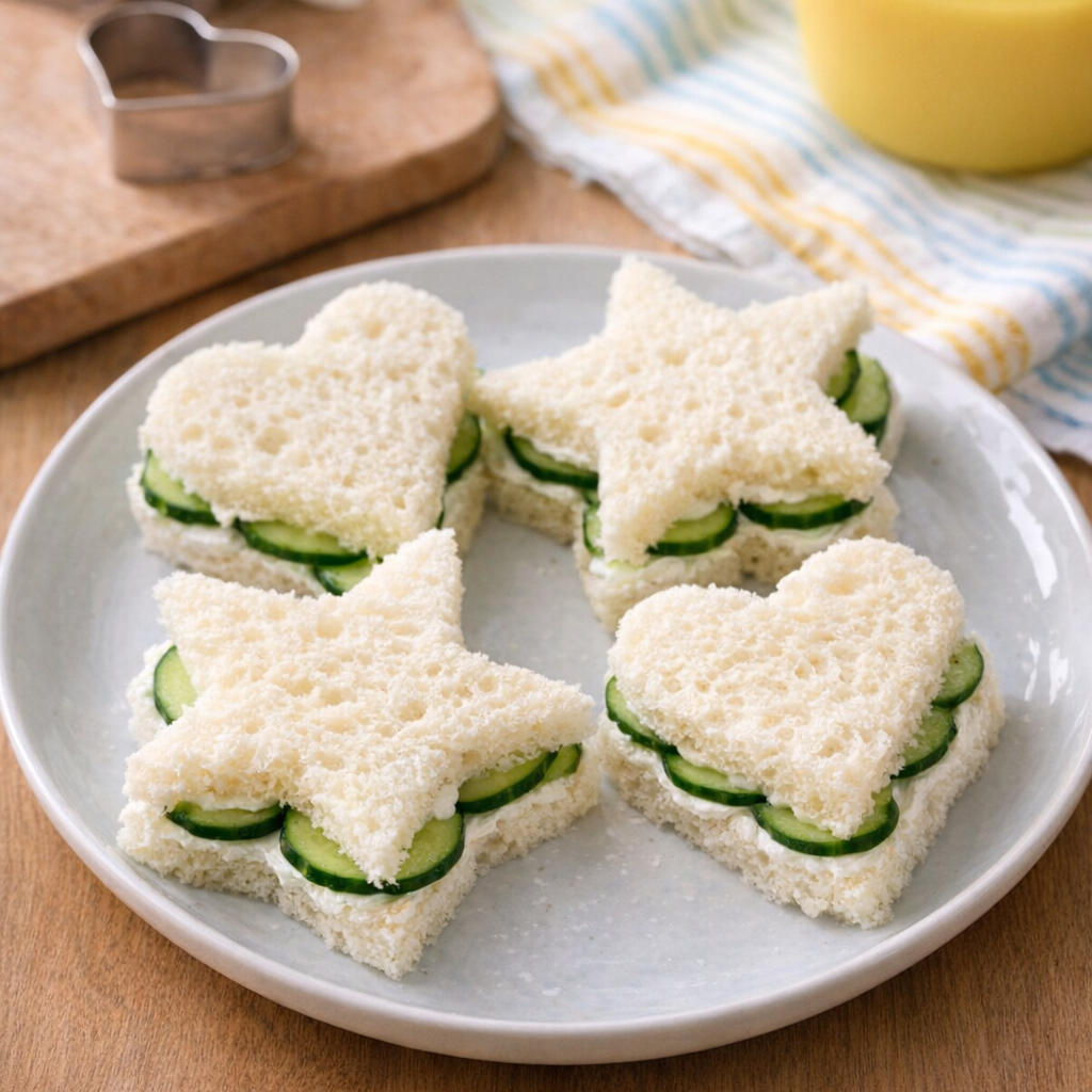 Fun cucumber sandwich shapes for kids
