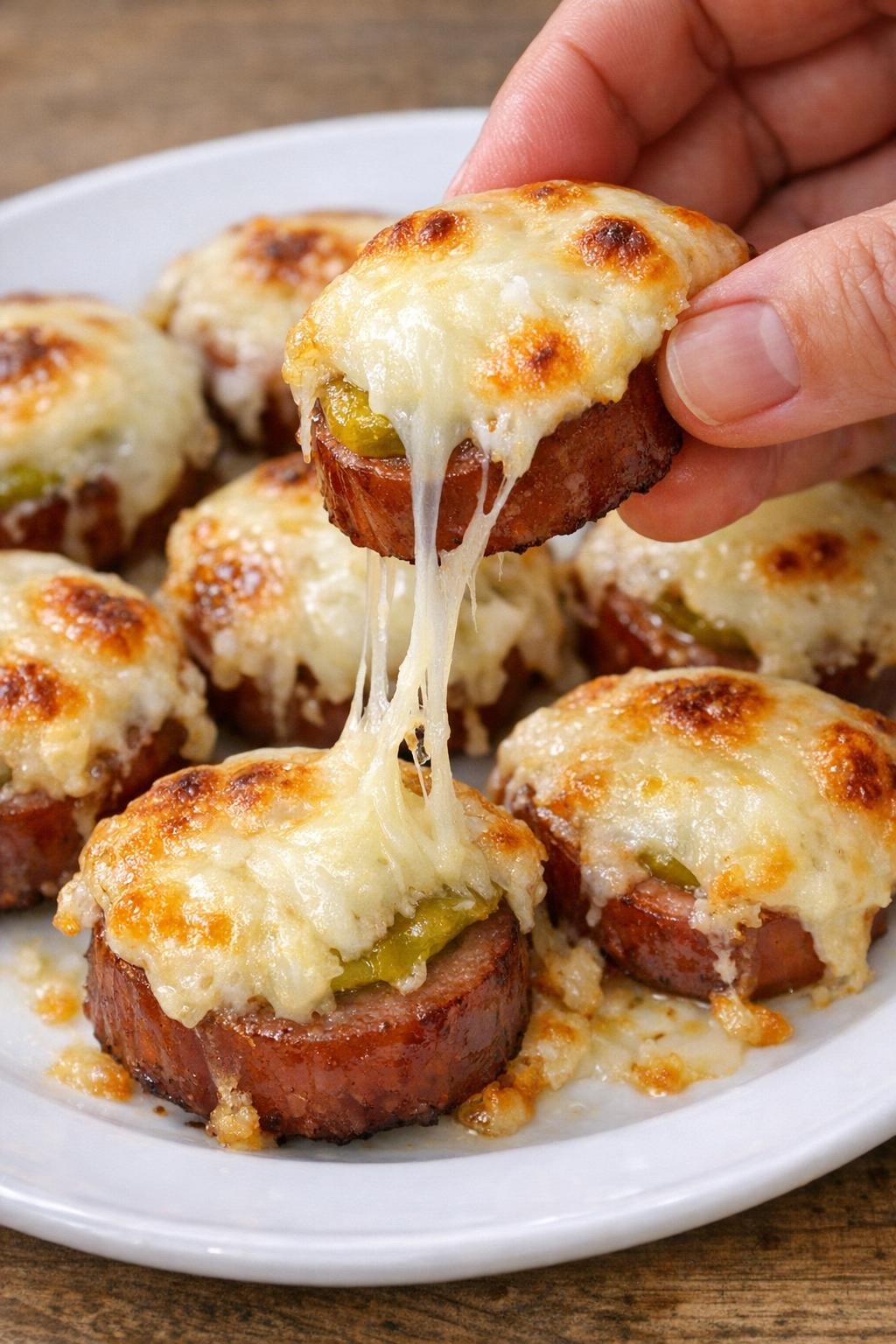 Low carb kielbasa bites with melted provolone