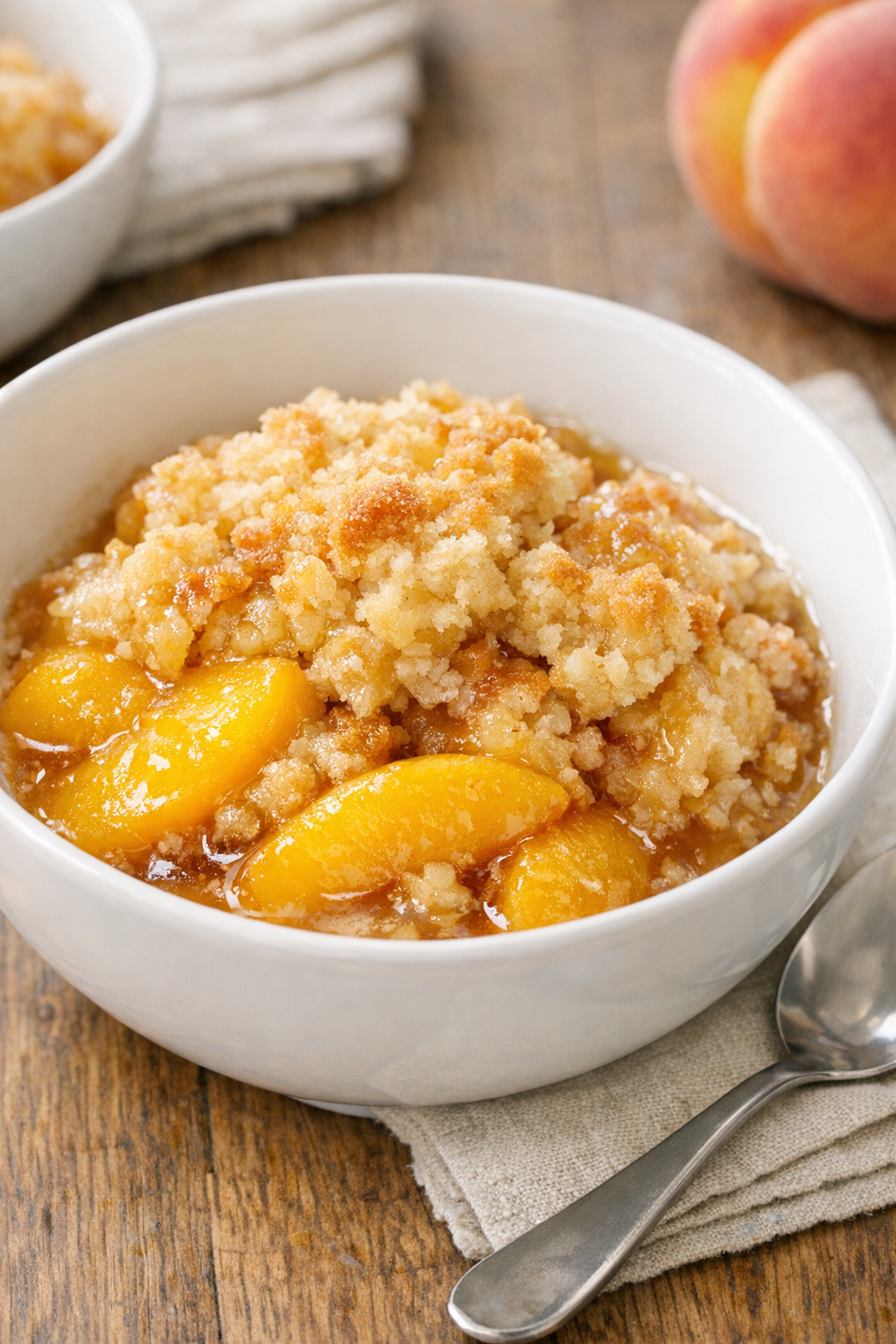 Finished slow cooker peach dessert