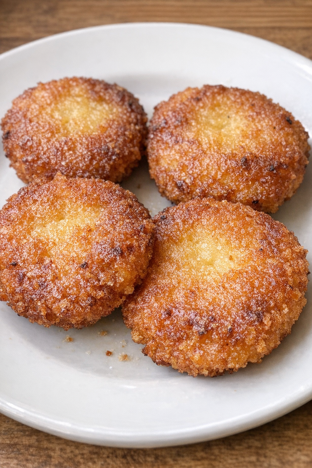 Finished hot water cornbread on a white plate