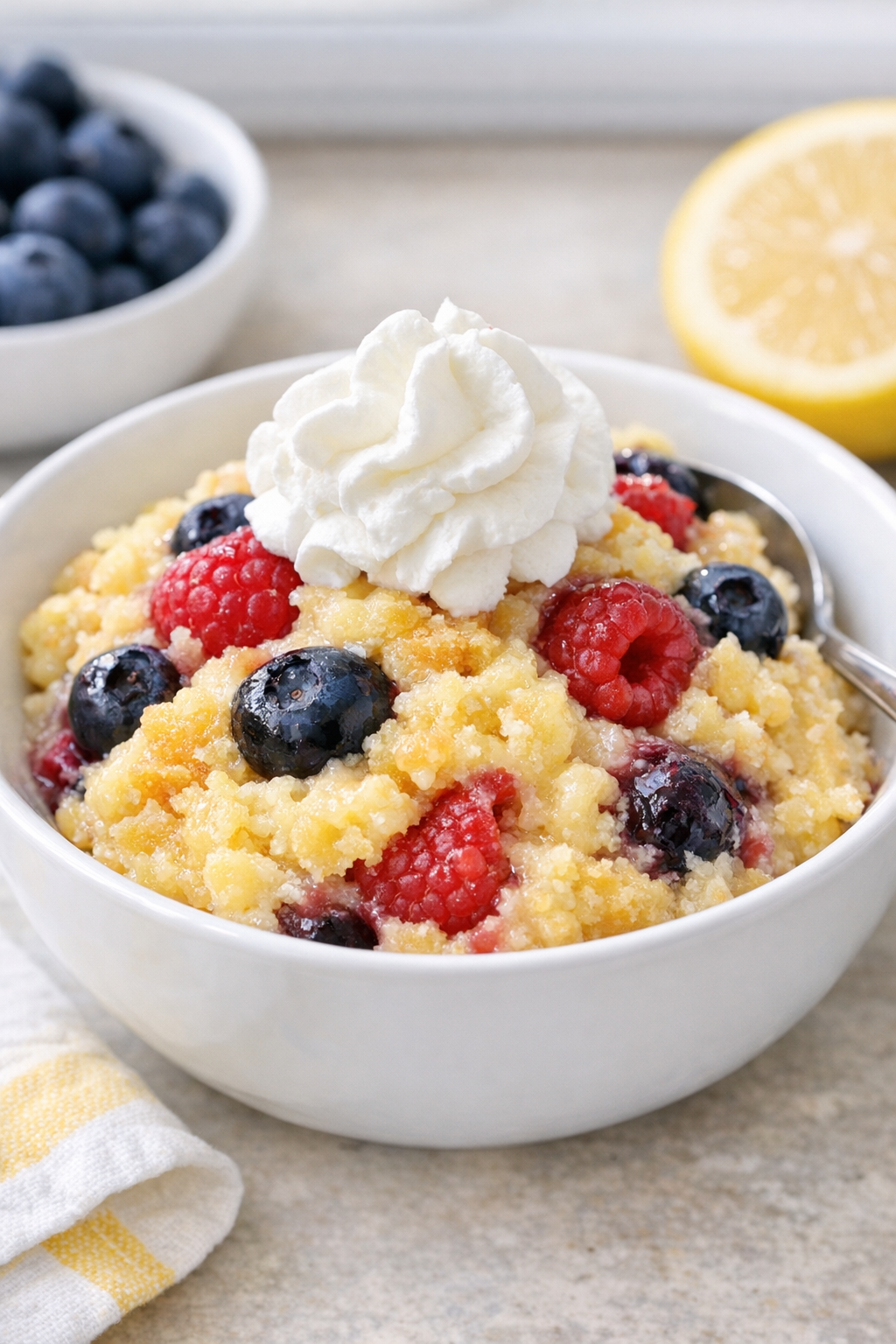 Lemon berry version of slow cooker dessert