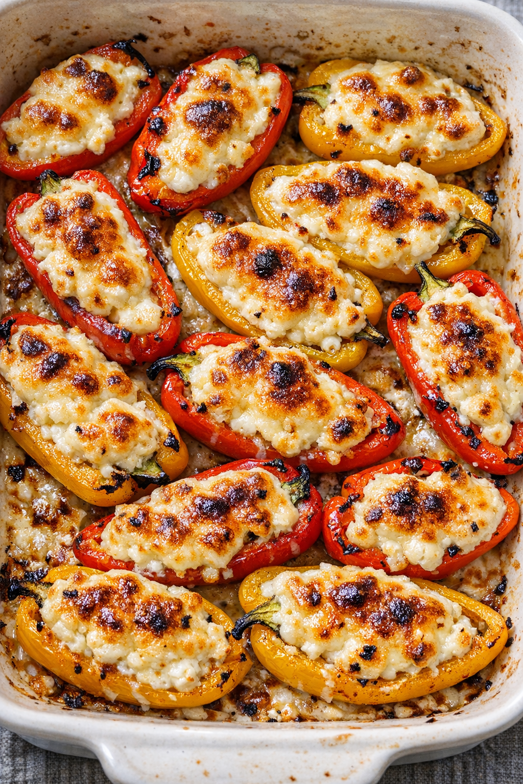 Low carb 3-ingredient bell pepper cheese bakes fresh from the oven
