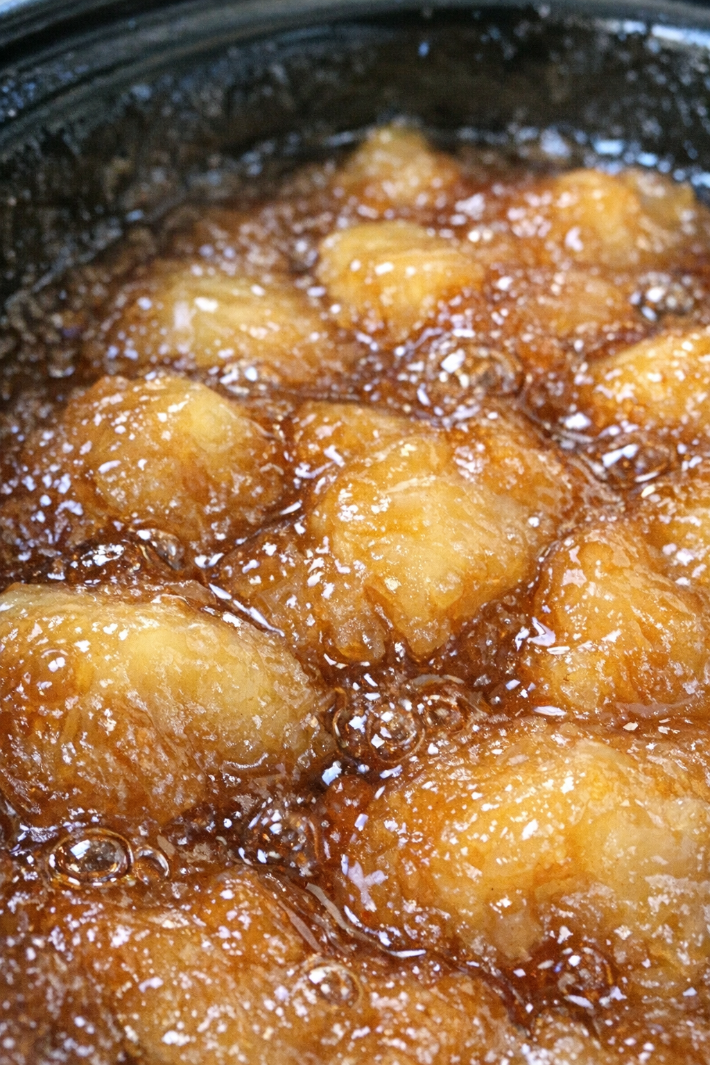 Glistening amber slow cooker dessert