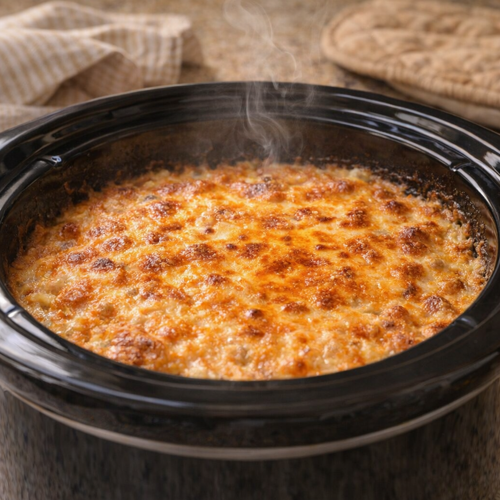 Golden finished hash brown bake fresh from cooking