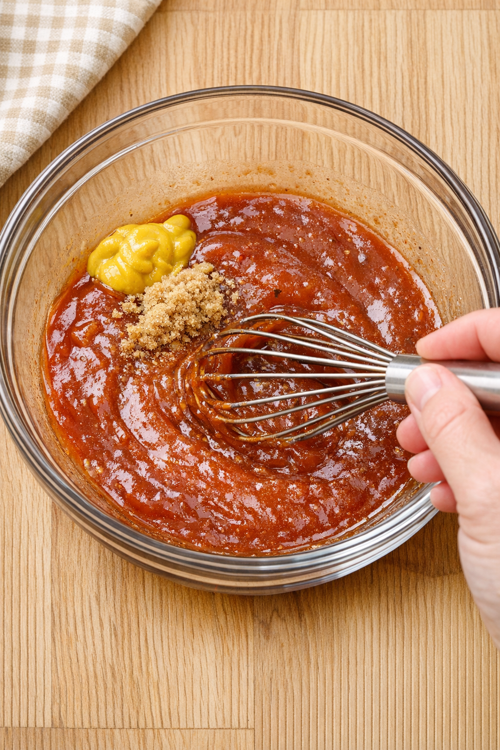 Sauce being mixed in a bowl