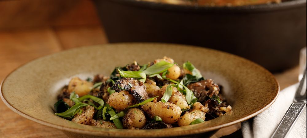 Vegetarian Mushroom Gnocchi With Walnut Pesto  Recipe and Video