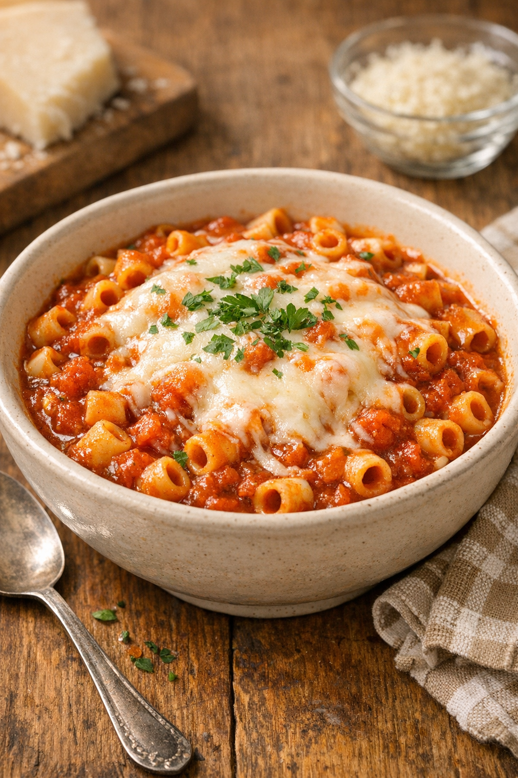 Finished slow cooker cheesy tubetti pasta
