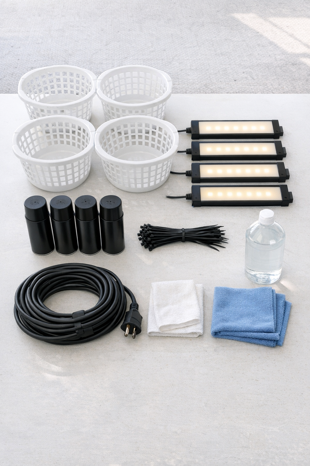 Materials for giant patio lanterns laid out on a work surface