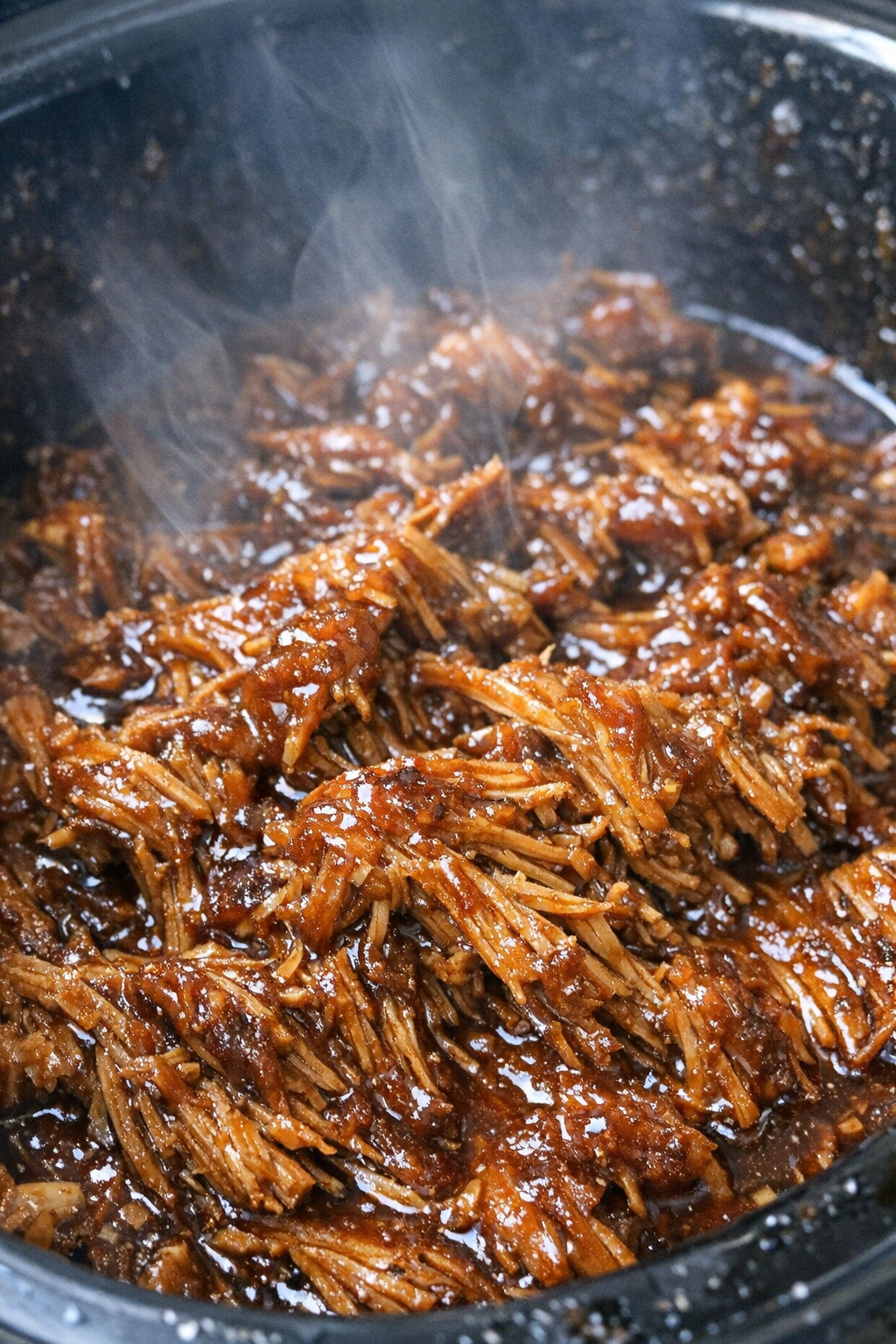 Slow cooker glazed pull-apart protein strands