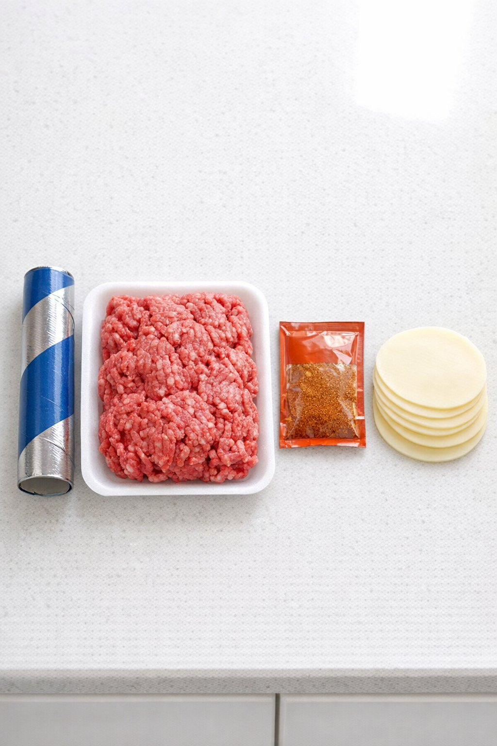 Main ingredients for beef crescent flatbread
