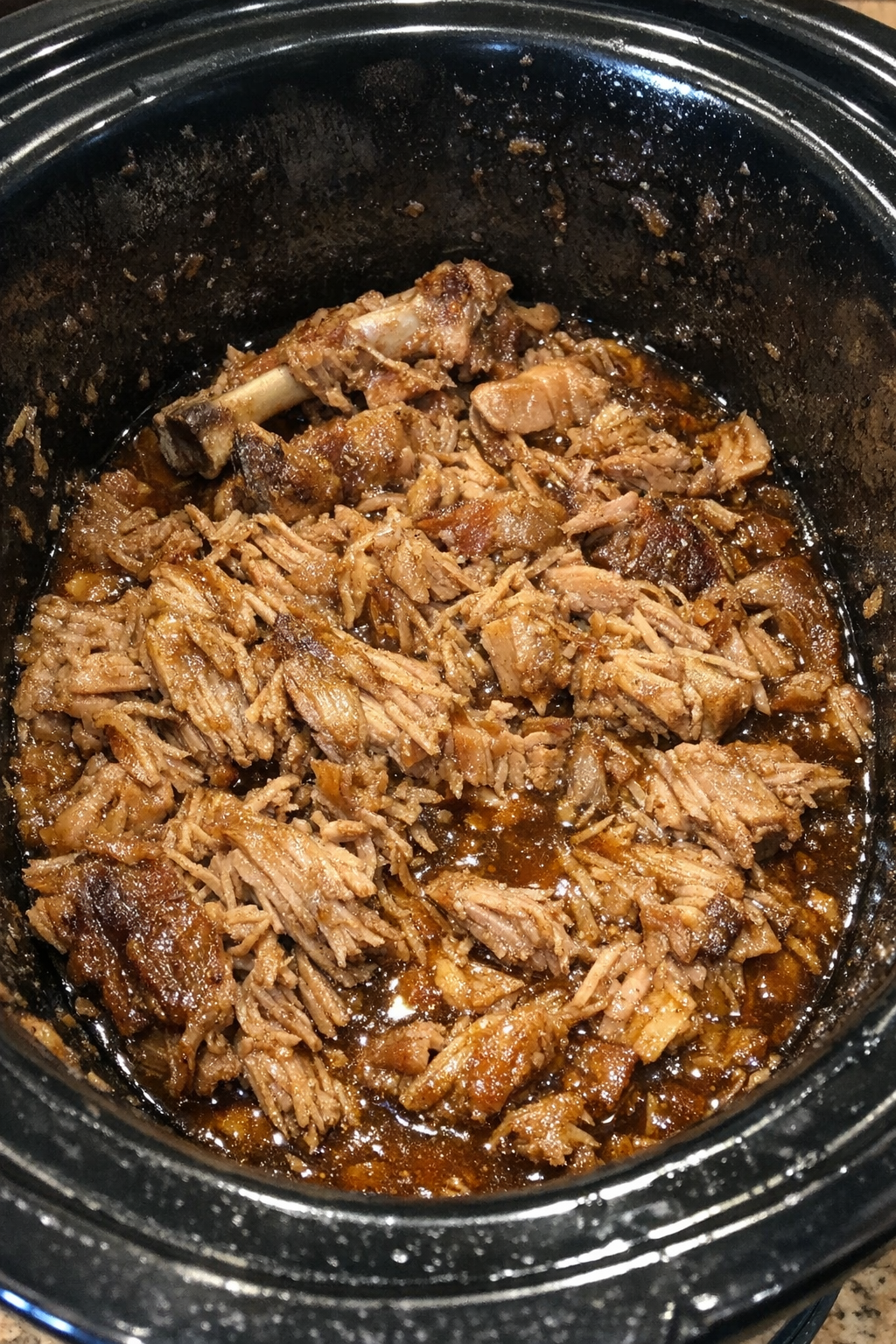 Slow cooker pork in rich amber glaze