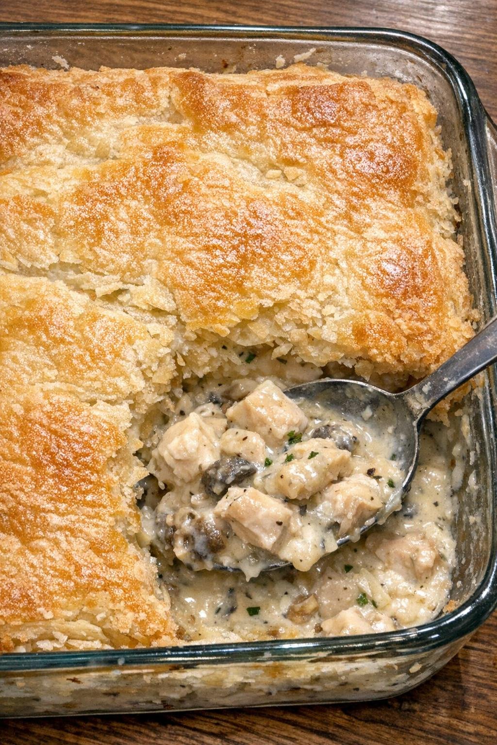 Chicken Wellington casserole fresh from the oven