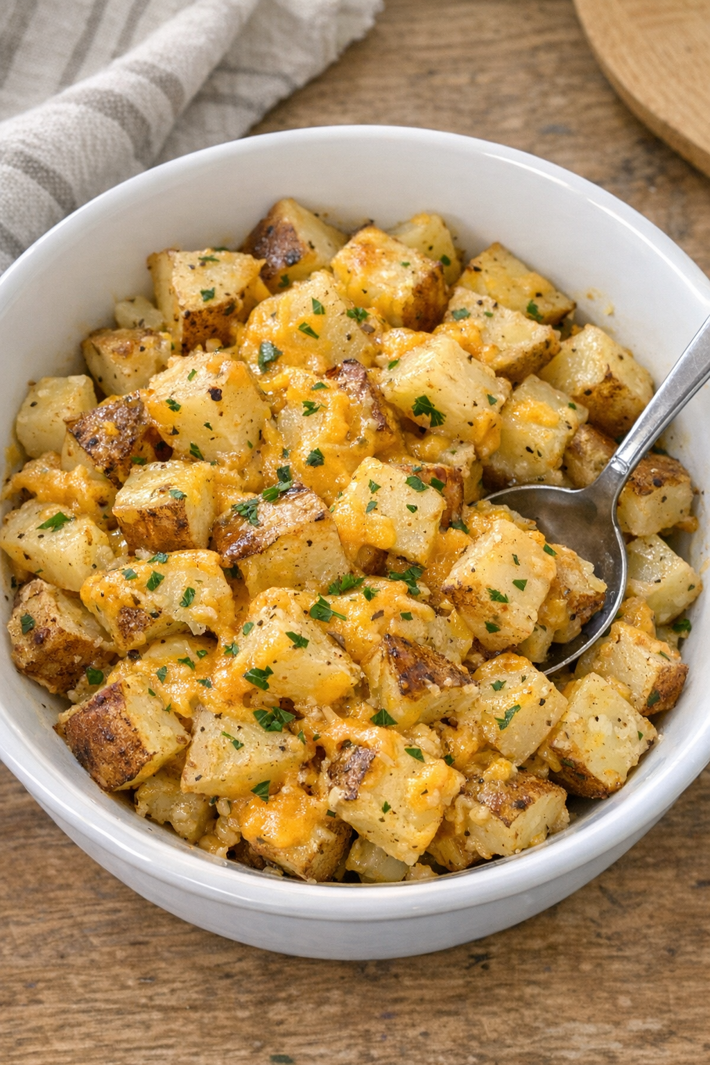 Finished cheesy slow cooker potatoes