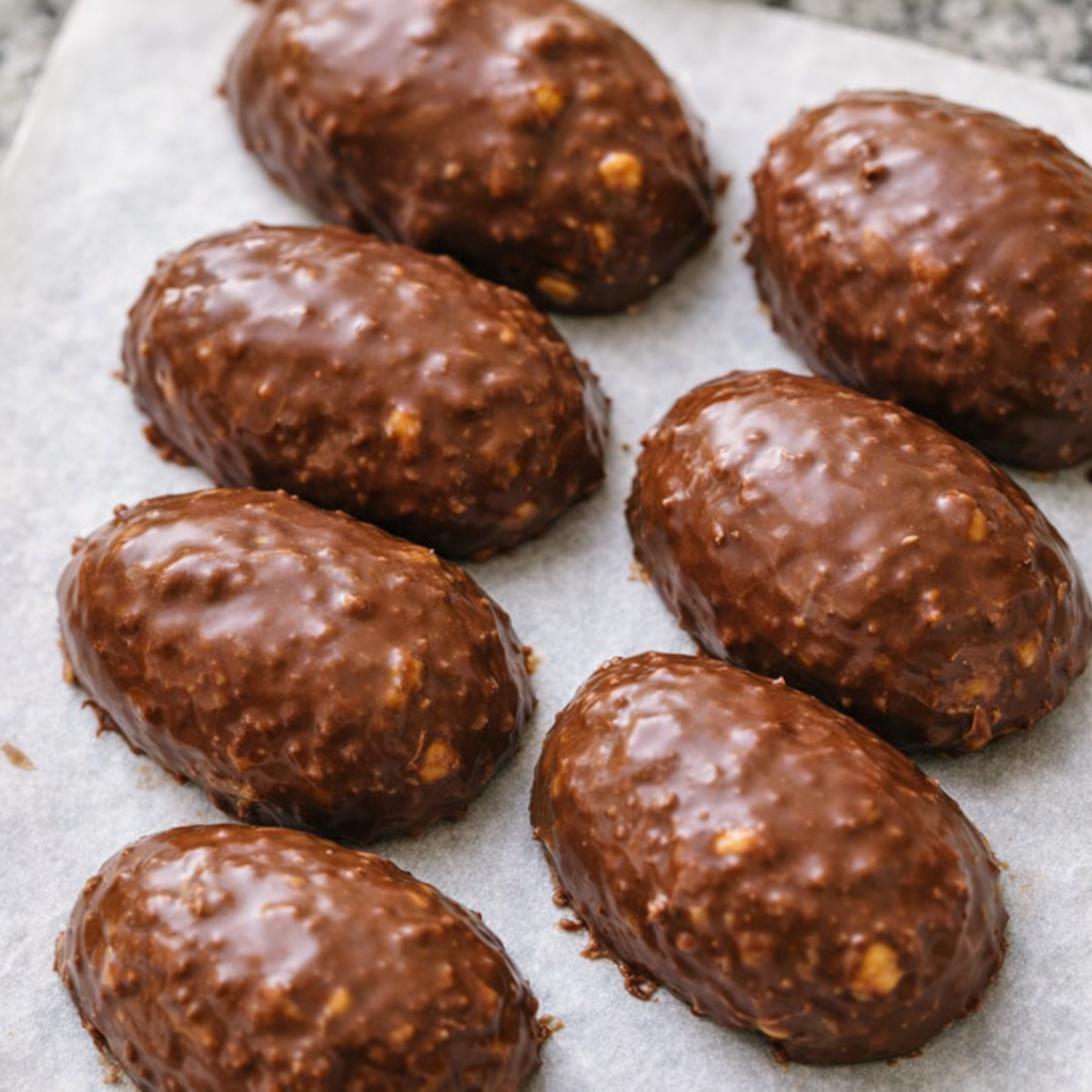 Smooth peanut butter eggs with a thin chocolate coating