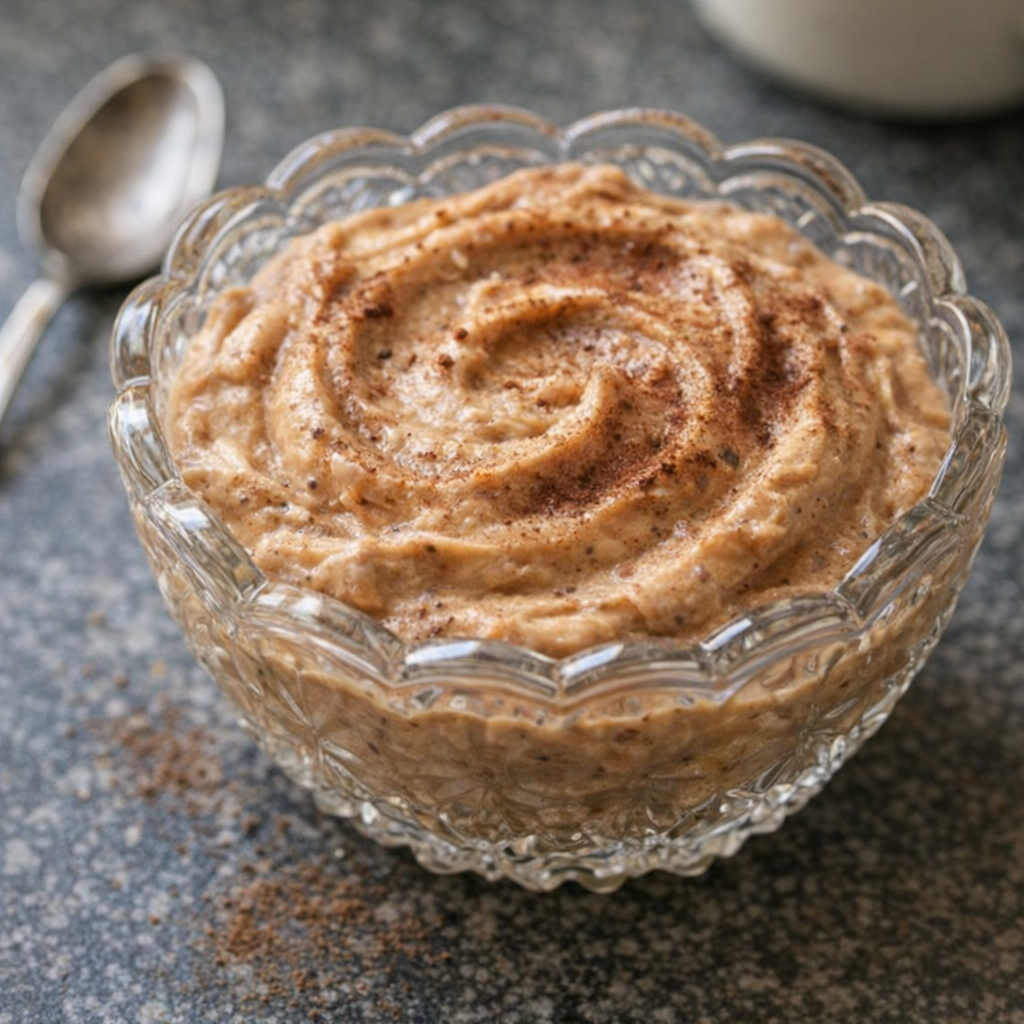 Coffee chocolate fluff in a vintage glass dish
