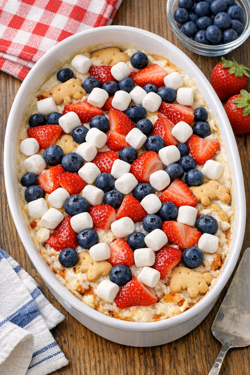 Finished baked animal cracker Independence Day dessert