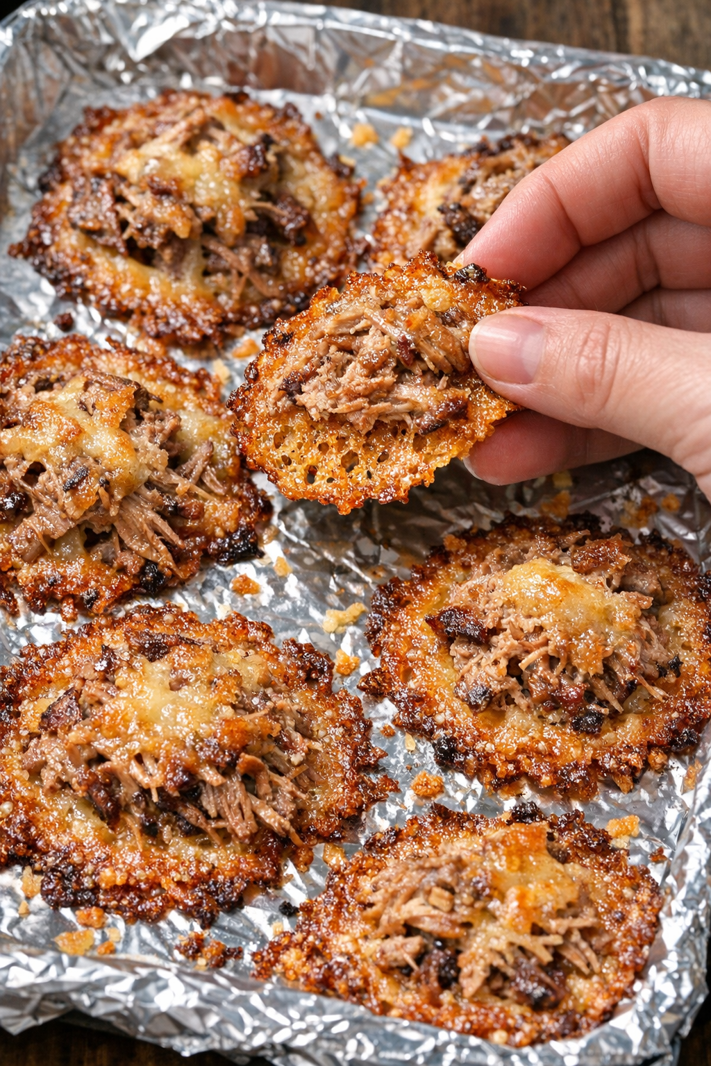 Low carb pulled pork Ellsworth crisps on a foil tray