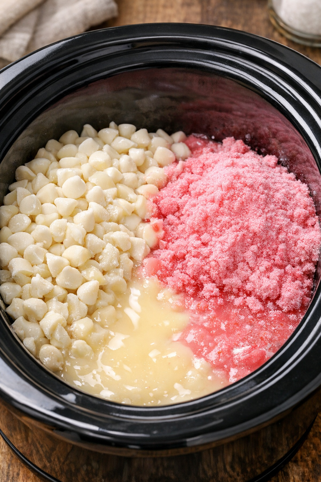 Ingredients warming in the slow cooker