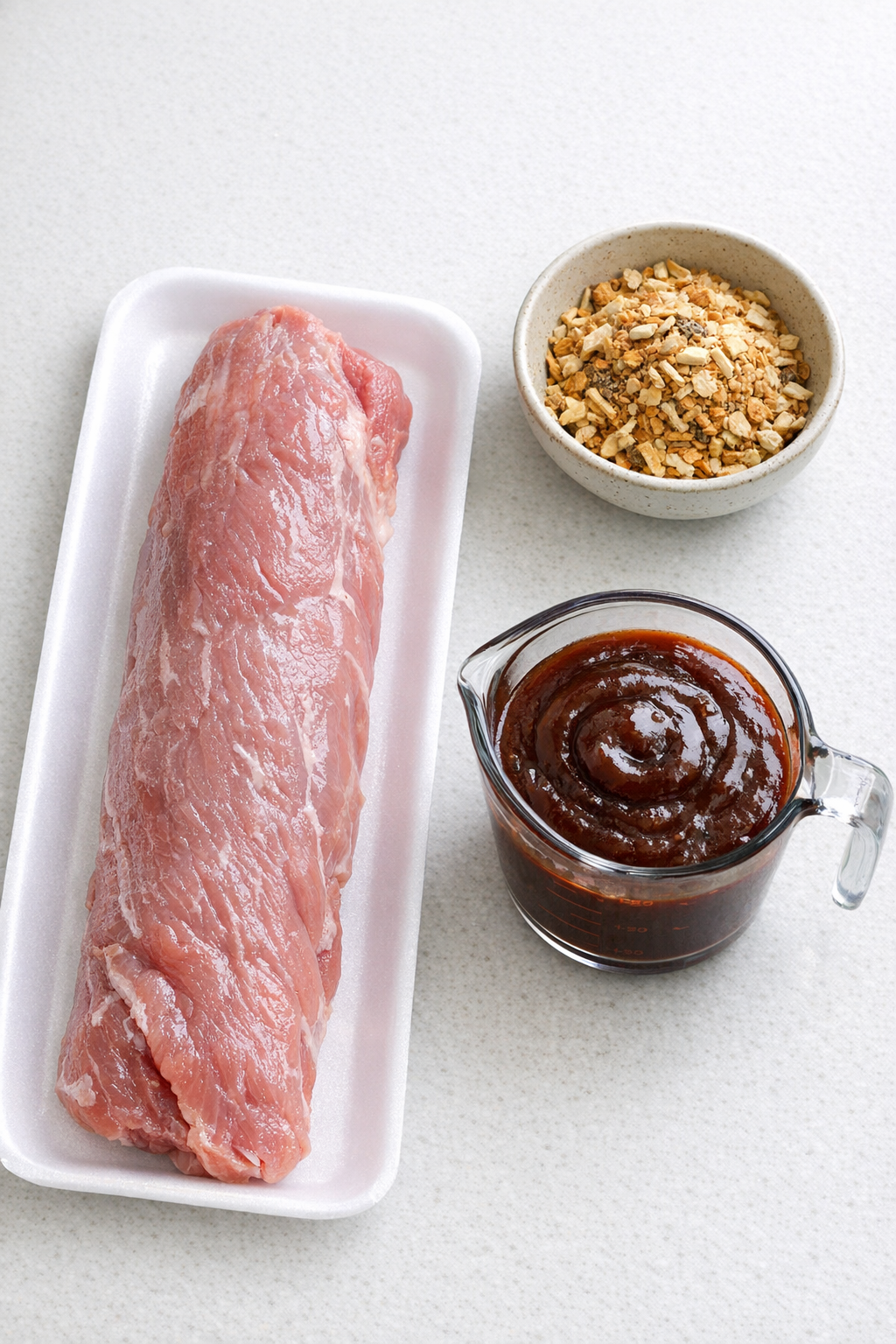 Pork tenderloin with onion soup mix and barbecue sauce ingredients